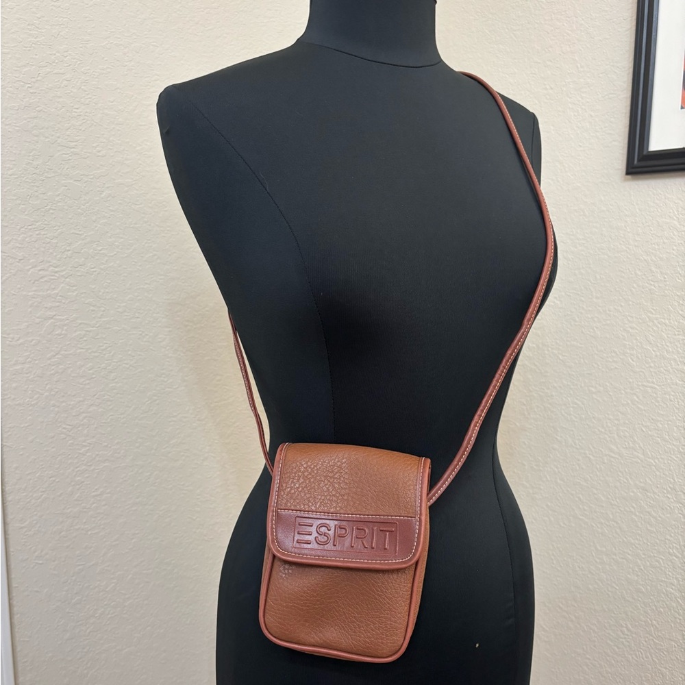 Esprit Brown Leather Mini Crossbody Bag
